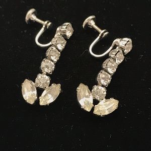 Vintage Kramer of NY Rhinestone Silver-tone Screw On Earrings
